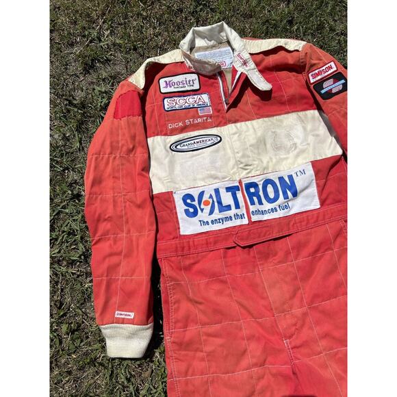 VTG 70’s Simpson Fire Retardant Racing Suit Race Driver Dick Starita Red - Picture 4 of 12